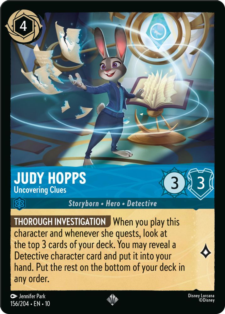 Judy Hopps - Uncovering Clues 156/204 Super Rare Whispers in the Well Lorcana NM