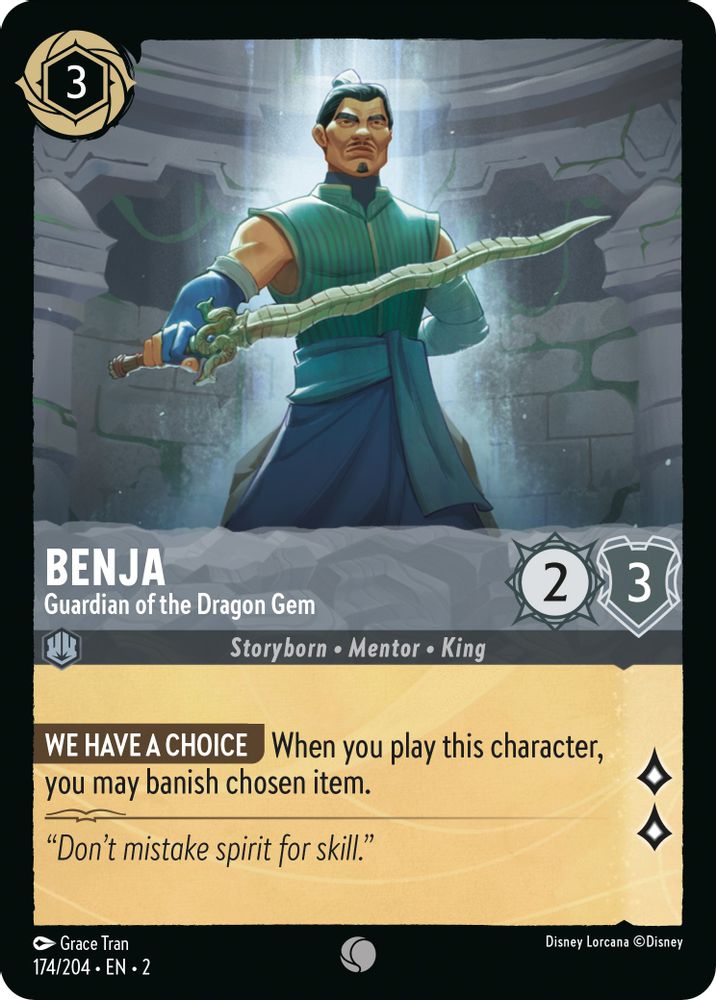 Benja - Guardian of the Dragon Gem 174/204 Rise of the Floodborn Lorcana NM