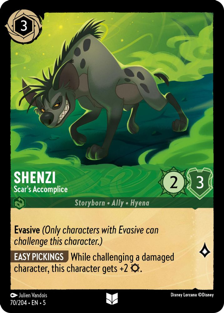 Shenzi - Scar's Accomplice 70/204 Uncommon Shimmering Skies Lorcana Near Mint