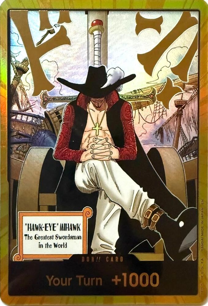 DON!! Card (Dracule Mihawk) (Gold) DON!! The Azure Sea's Seven One Piece Foil NM