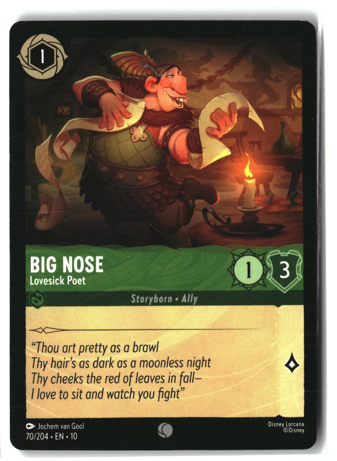 Big Nose - Lovesick Poet 70/204 Common Whispers in the Well Lorcana LP