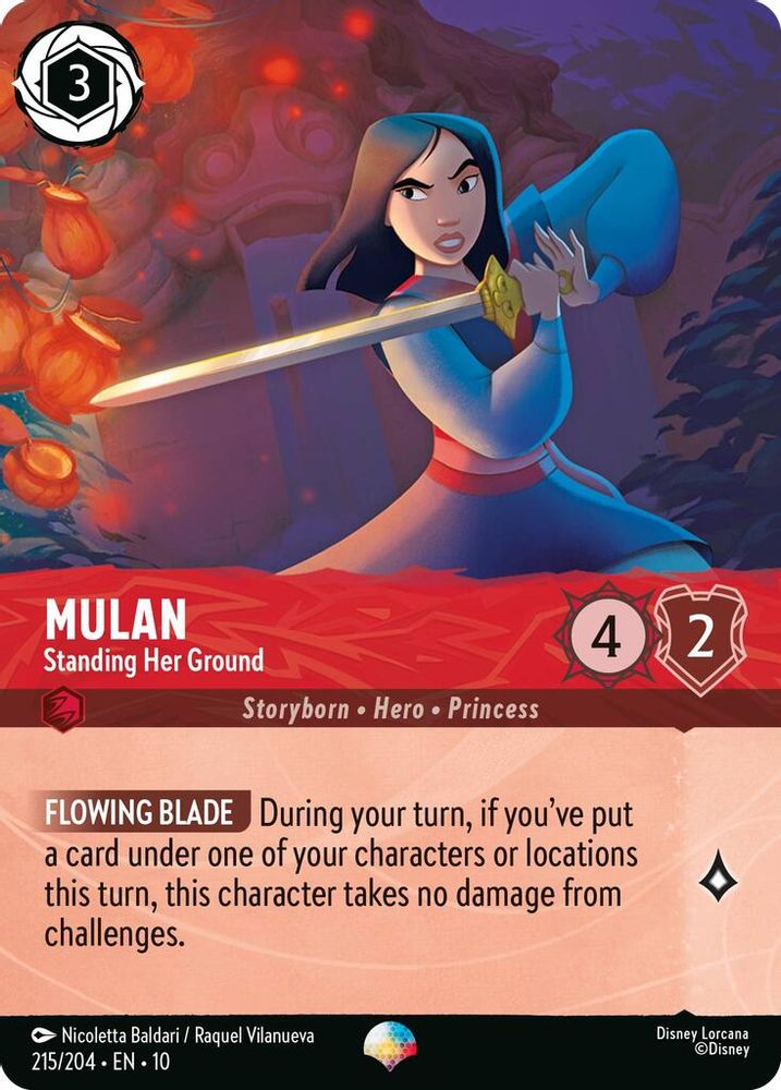 Mulan - Standing Her Ground (Epic) 215/204 Whispers in the Well Lorcana Holo NM