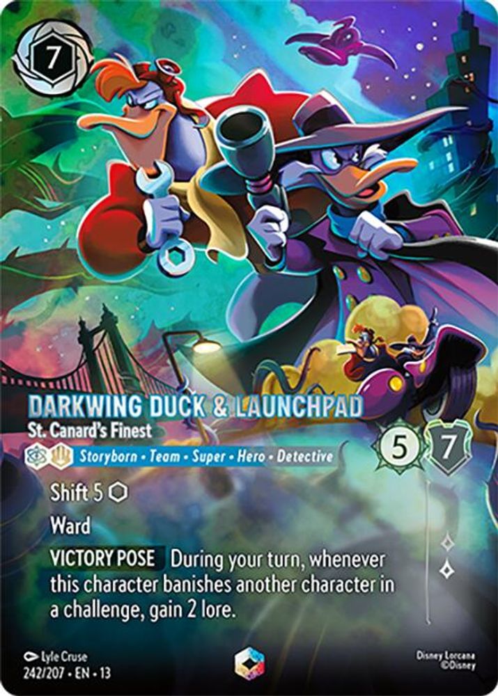 Darkwing Duck & Launchpad - St. Canard's Finest (Enchanted) 242/204 Lorcana Holo