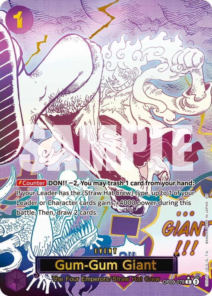 Gum-Gum Giant (Alternate Art) OP09-078 Premium Booster -The Best- Vol. 2 One Piece Foil NM