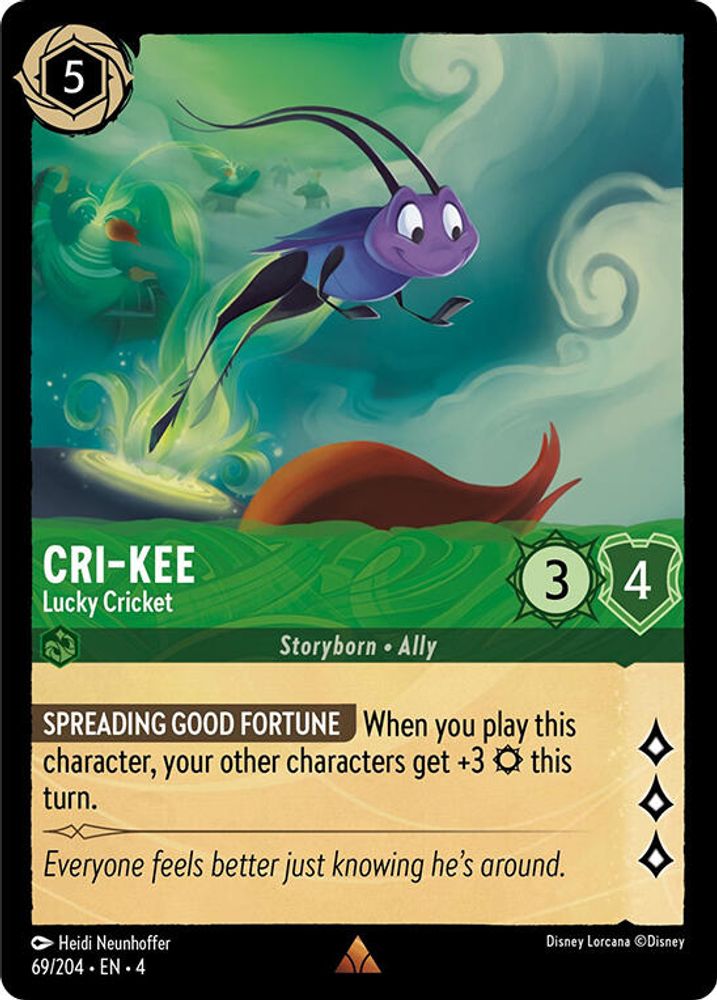 Cri-Kee - Lucky Cricket 69/204 Rare Ursula's Return Lorcana Near Mint