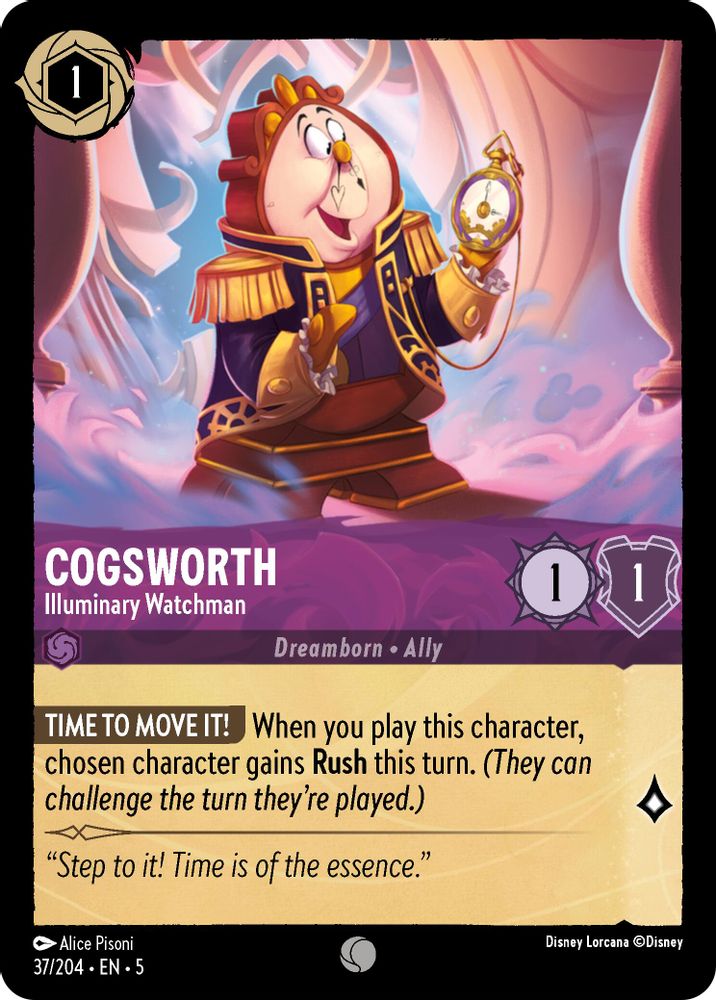 Cogsworth - Illuminary Watchman 37/204 Common Shimmering Skies Lorcana Near Mint