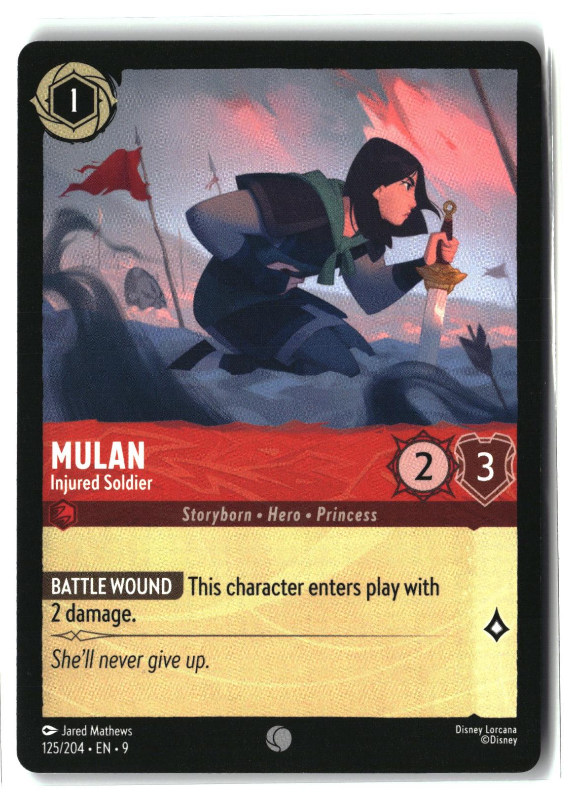 Mulan - Injured Soldier 125/204 Common Fabled Lorcana Lightly Played