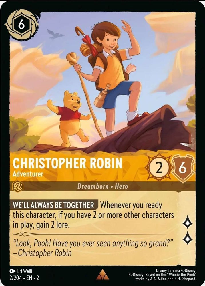 Christopher Robin - Adventurer 2/204 Rare Rise of the Floodborn Lorcana NM