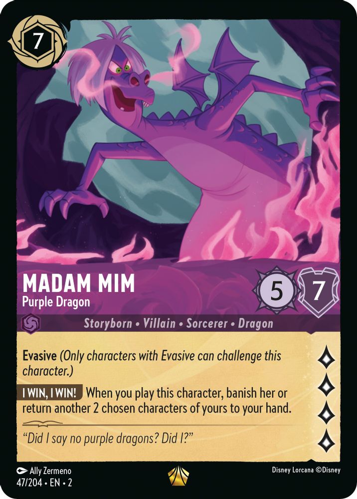 Madam Mim - Purple Dragon 47/204 Legendary Rise of the Floodborn Lorcana NM