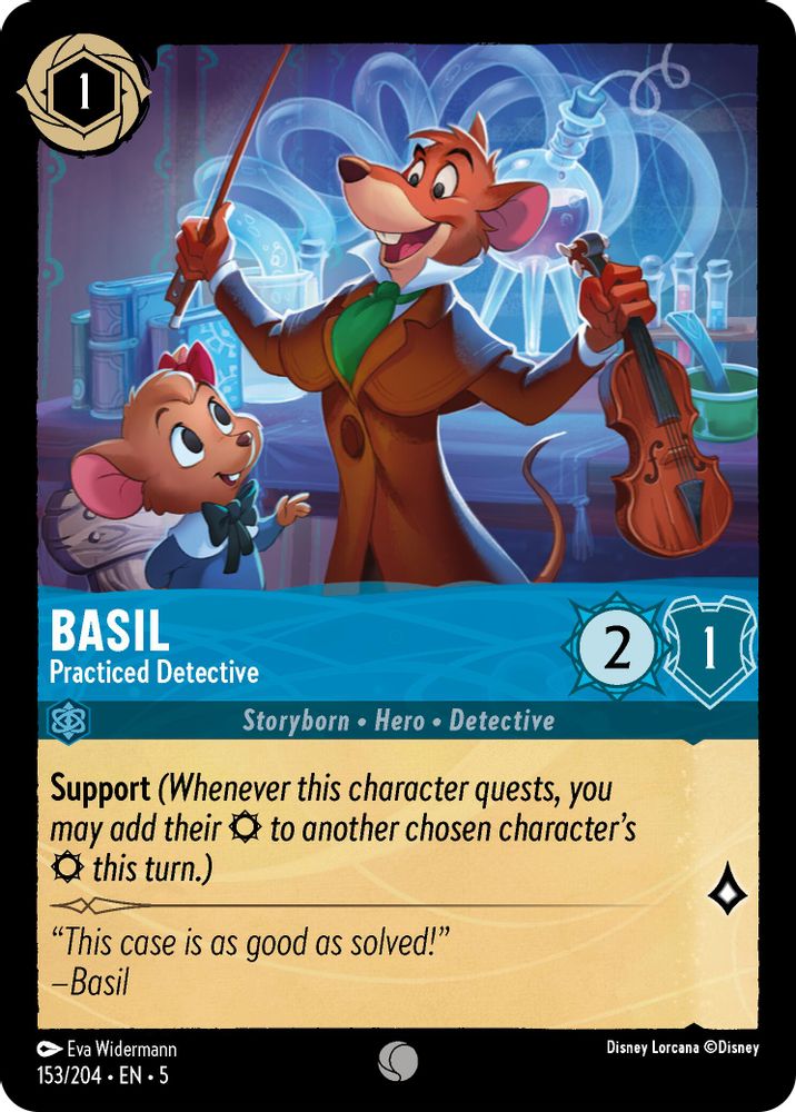 Basil - Practiced Detective 153/204 Common Shimmering Skies Lorcana Near Mint
