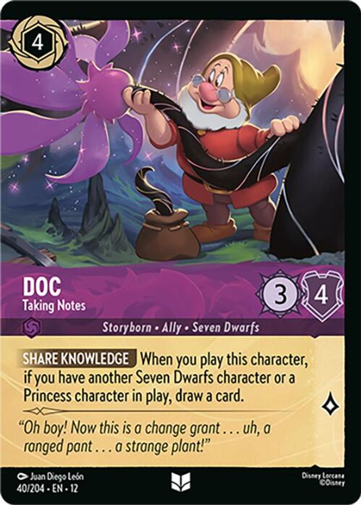 Doc - Taking Notes (Foil) 40/204 Uncommon Wilds Unknown Lorcana Cold Foil NM