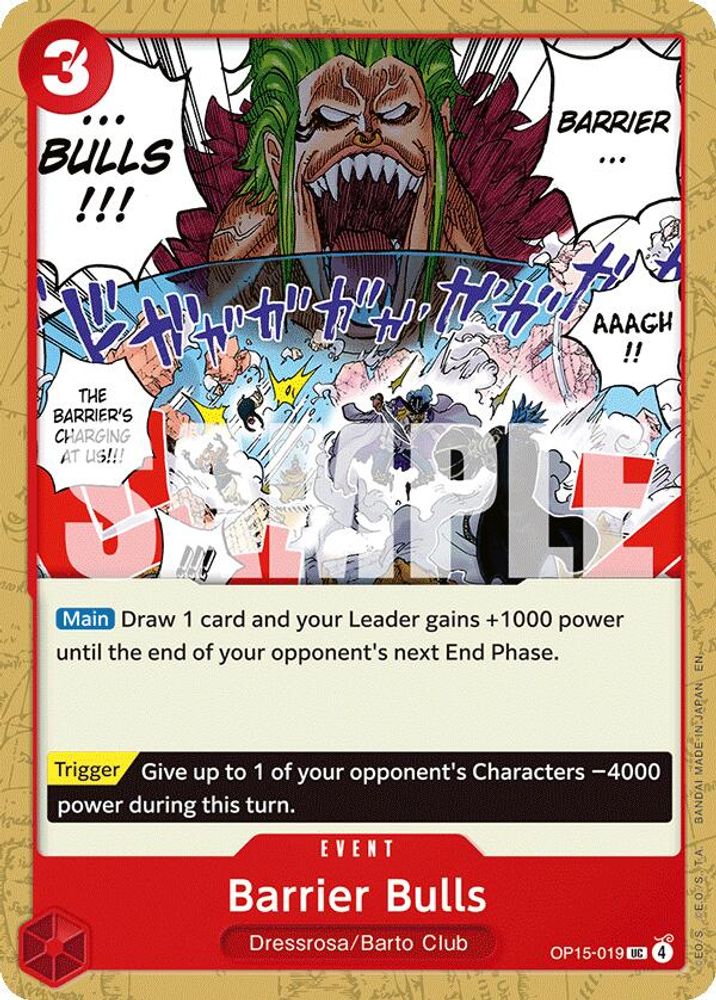 Barrier Bulls OP15-019 Uncommon Adventure on Kami's Island One Piece Near Mint