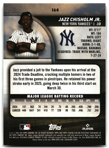 Jazz Chisholm Jr. - 2025 Stadium Club - #164 back