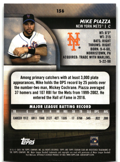 Mike Piazza - 2025 Stadium Club - #156 back