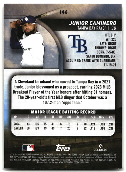 Junior Caminero - 2025 Stadium Club - #146 back