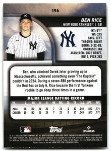 Ben Rice - 2025 Stadium Club - #196 back