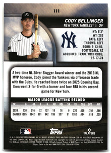 Cody Bellinger - 2025 Stadium Club - #111 back