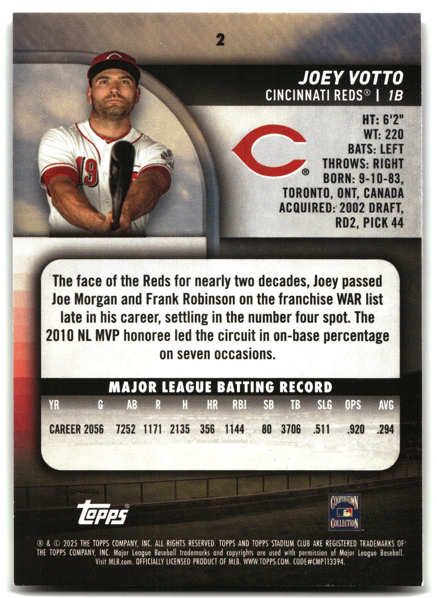 Joey Votto - 2025 Stadium Club - #2 back