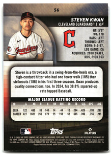 Steven Kwan - 2025 Stadium Club - #56 back