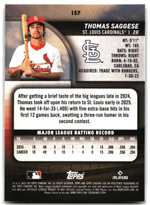 Thomas Saggese - 2025 Stadium Club - #157 back