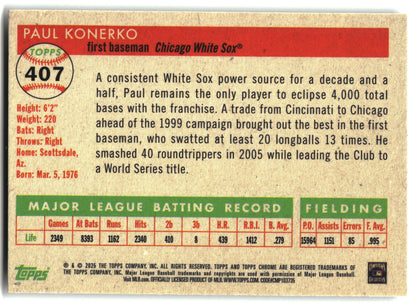 2025 Topps Chrome Platinum #407 Paul Konerko back