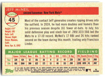 2025 Topps Chrome Platinum #45 Jeff McNeil back
