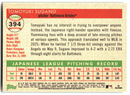2025 Topps Chrome Platinum #394 Tomoyuki Sugano back