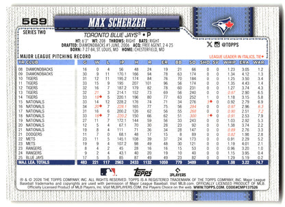 2026 Topps #569 Max Scherzer Holiday back
