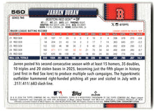 2026 Topps #560 Jarren Duran Holiday back