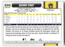 2026 Topps #534 Brandon Sproat Holiday back