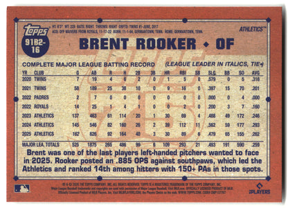 2026 Topps #91B2-16 Brent Rooker 1991 Topps Baseball 35th (Series Two) back
