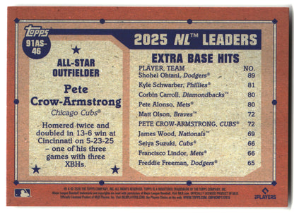 2026 Topps Pete Crow-Armstrong 1991 Topps Baseball 35th All-Stars baseball back