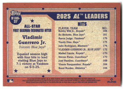 2026 Topps Vladimir Guerrero Jr. 1991 Topps Baseball 35th All-Stars baseball back