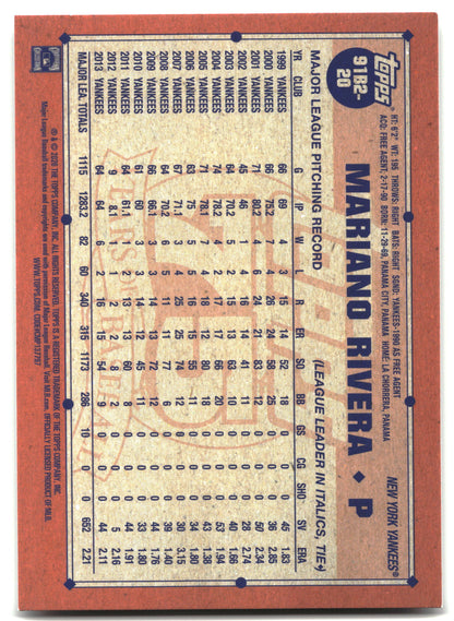 2026 Topps Mariano Rivera 1991 Topps Baseball 35th (Series Two) baseball back