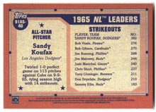2026 Topps #91AS-40 Sandy Koufax 1991 Topps Baseball 35th Anniversary All-Stars back