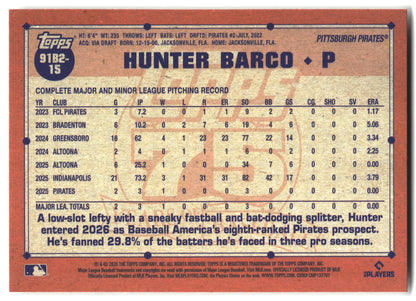 2026 Topps #91B2-15 Hunter Barco 1991 Topps Baseball 35th (Series Two) back