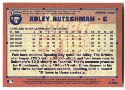 2026 Topps #91B2-42 Adley Rutschman 1991 Topps Baseball 35th (Series Two) back