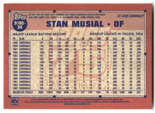2026 Topps #91B2-34 Stan Musial 1991 Topps Baseball 35th (Series Two) back