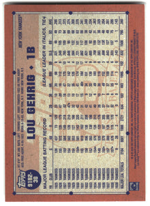 2026 Topps #91B2-30 Lou Gehrig 1991 Topps Baseball 35th (Series Two) back