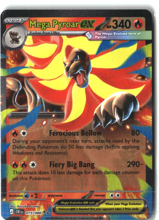 Mega Pyroar ex 015/086 Holo Double Rare Chaos Rising Pokemon Holo Near Mint