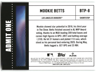Mookie Betts - 2026 Topps Chrome - Big Ticket Players - #BTP-8 back