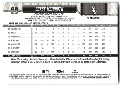 Chase Meidroth - 2026 Topps Chrome - X-Fractors - #98 back