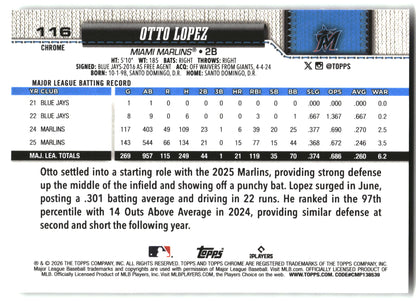 Otto Lopez - 2026 Topps Chrome - X-Fractors - #116 back