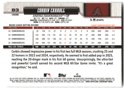 Corbin Carroll - 2026 Topps Chrome - X-Fractors - #83 back