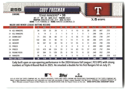 Cody Freeman - 2026 Topps Chrome - X-Fractors - #255 back