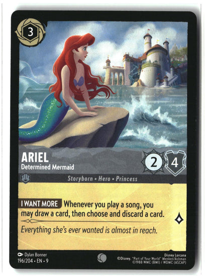 Ariel - Determined Mermaid 196/204 Common Fabled Lorcana Lightly Played