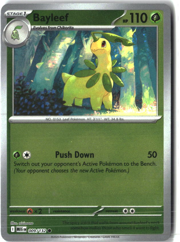 Bayleef 009/132 Common Mega Evolution Pokemon Reverse Holo Near Mint
