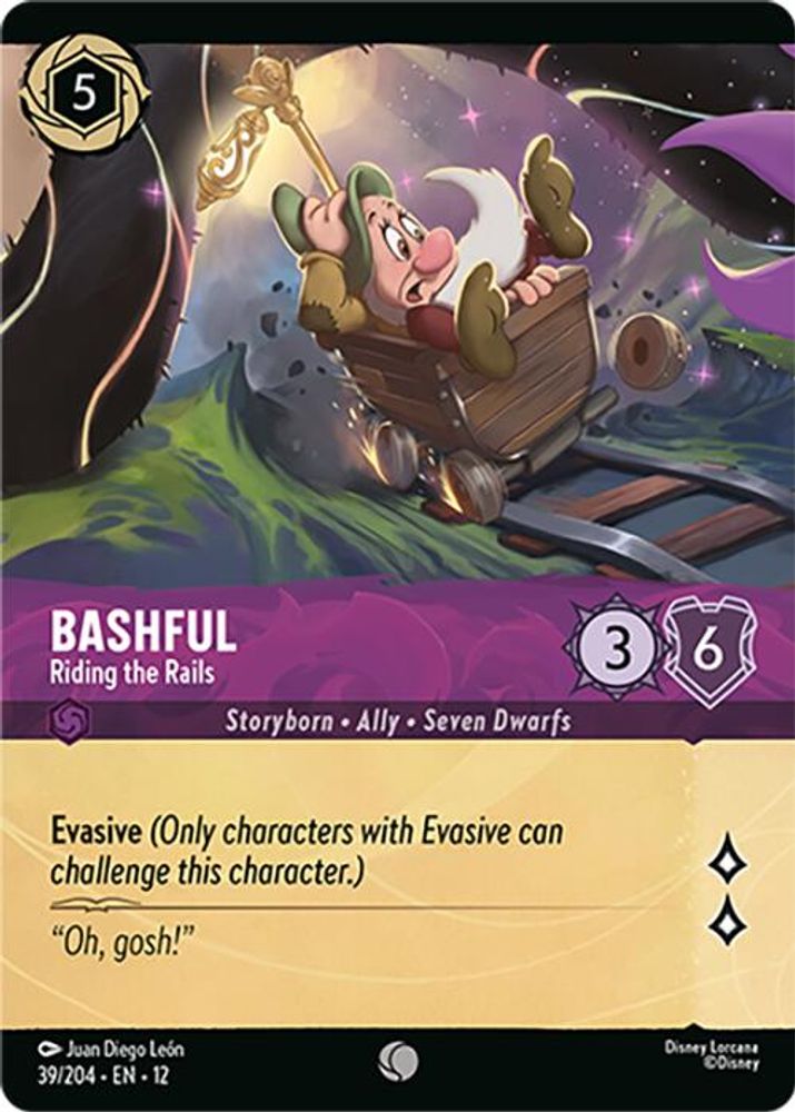 Bashful - Riding the Rails (Foil) 39/204 Wilds Unknown Lorcana Cold Foil NM