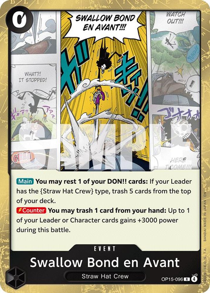Swallow Bond en Avant OP15-096 Rare Adventure on Kami's Island One Piece Foil NM