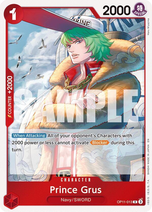 Prince Grus OP11-013 Rare A Fist of Divine Speed One Piece Foil Near Mint